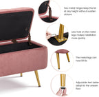 Yaheetech 43in Velvet Storage Ottoman Bench for Bedroom End of Bed, Pink | Button-Tufted Ottoman with 1.9C Storage Space, Tapered Gold Metal Legs, Sized for Entryway Living Room Window Seat