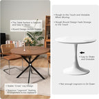 DKLGG Round Dining Table, 39" Mid-Century Modern Round Kitchen Table for 4-5 People, w/1.18" Thickness Tabletop & Black Metal Legs Leisure Table for Kitchen Dining Restaurant Furniture