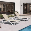 PURPLE LEAF Outdoor Chaise Lounge Set of 2 w/Armrest for Poolside, Khaki | Recline in 5 Positions, Lounge Freely with 400 lbs Support, Enjoy All-Day Cooling & Quick-Dry Comfort