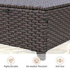 Canyon Ridge Wicker Outdoor Ottomans Set of 2, Patio Ottoman Foot Rest for Couch with Removable Cushions for Patio, Deck, Backyard and Poolside, Brown/Blue