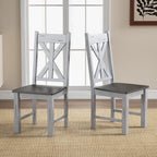 Giantex Retro Wooden Dining Chairs Set of 4, Farmhouse Kitchen Chairs w/Rubber Wood Frame, Elegant Hollowed Backrest, Armless Dining Room Chairs, Rustic Side Chairs for Restaurant, Living Room, Grey