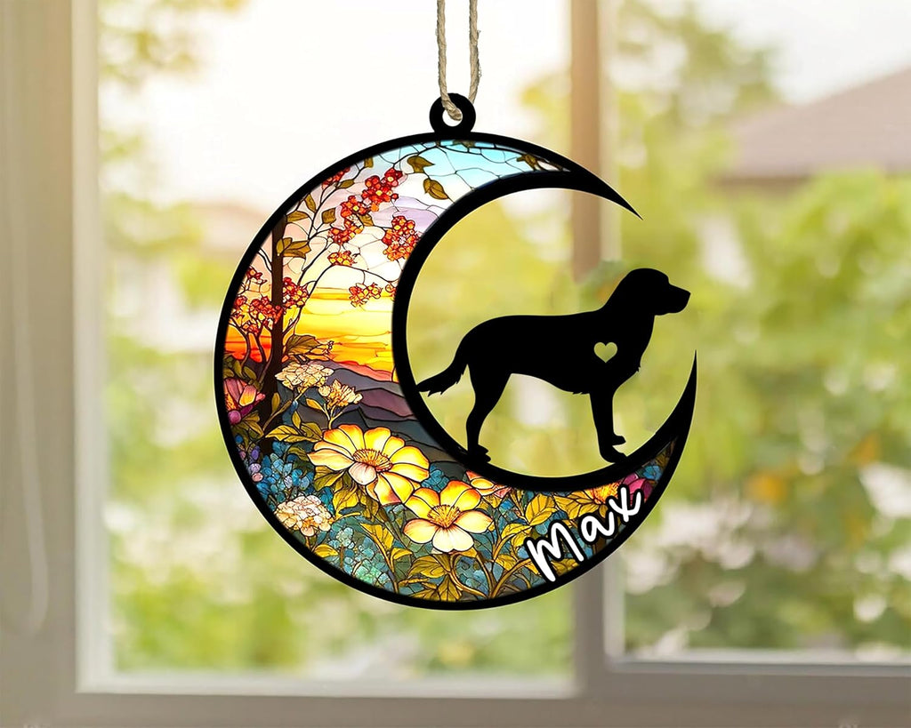 Personalized Dog Memorial, Custom Name Labrador Retriever Dog Christmas Ornament with Name, Custom Breeds, Pet Loss Light Catcher, Gifts for Lovers Loss of Pet Sympathy on Mothers Day Christmas