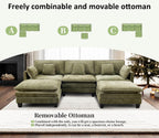 Opiesit Ottoman for Sectional Cloud Couch, Chenille Ottoman for Deep Seat Modular Sofa for Apartment, Living Room and Bedroom, Green