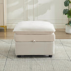 27" Large Square Ottoman with Storage, Modern Upholstered Footrest with Anti-Slip Legs for Couch Coffee Table Living Room, Bedroom, Entryway, Chenille Beige