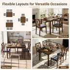 Giantex Dining Table Set for 4, Wood Kitchen Table with Upholstered Chairs | Farmhouse Space-Saving Dinette Set with X-Shaped Backrest for Small Space, Breakfast Nook, Dining Room