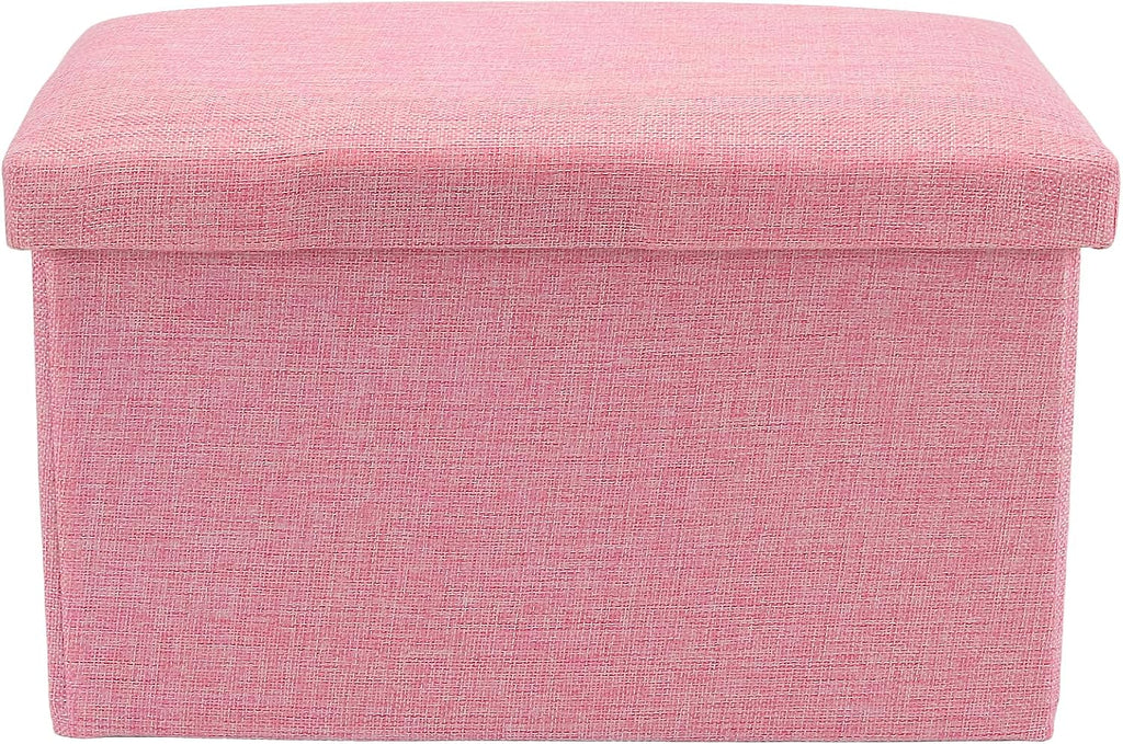 HOZEON 3 Pack 15.7 x 9.8 x 9.10 Inches Folding Storage Ottoman, Pink Rectangle Footrest Seat, Multifunctional Foot Stool for Living Room, Office, Traveling, Fishing, Camping