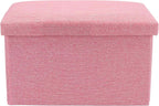 HOZEON 3 Pack 15.7 x 9.8 x 9.10 Inches Folding Storage Ottoman, Pink Rectangle Footrest Seat, Multifunctional Foot Stool for Living Room, Office, Traveling, Fishing, Camping