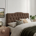 Modway Annabel Premium Linen Blend Queen Headboard in Cocoa - Soft Fabric Headboard Only with Diamond Button Tufting and 7 Height-Adjustable Positions
