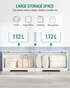 Hzuaneri 59" Storage Chest, Storage Bench Trunk with 2 Hinges, Wooden Box, Lift-Top Chest Organizer, Shoe Bench for Entryway, Bedroom, Living Room, White SB01503X