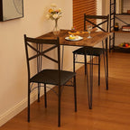 VECELO Kitchen Dining Room Table Set with 2 Chairs for Small Space, Apartment,Metal Steel Frame