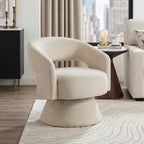 Lexicon Swivel Accent Chair, Modern Velvet Round Barrel Chair, Taupe | Swivel Chair with Open Back, Plush Foam Cushions, Metal Swivel Base for Living Room/Bedroom/Office/Small Spaces