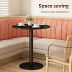 Round Dining Table 24" Circle Tulip Table with Metal Thickened Tabletop & Sturdy Metal Pedestal Mid Century Modern Leisure Bistro Kitchen Tables 2 People Small Places Living Room Cafe,Black