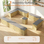 Zevemomo 63" L Shaped Storage Bench with Cushion, Kitchen Breakfast Nook Benches, Wood Storage Bench with Storage for Dining Room, Kitchen, Entryway(Natural)