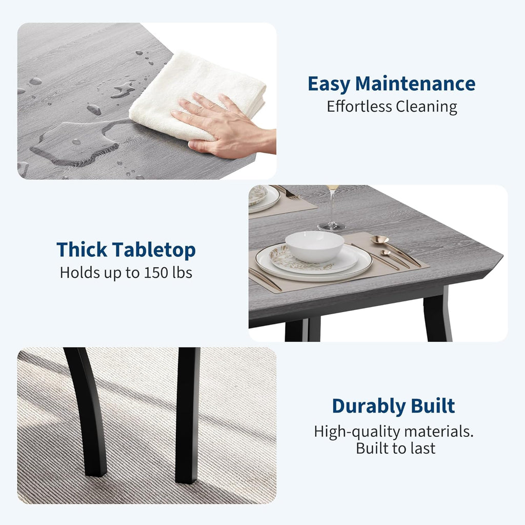 Kitchen Table Set for 4, 4-Piece Dining Table with 2 Chairs and PU Upholstered Bench - Cutting Corner Tabletop Design, Space-Saving Kitchen Furniture for Studio, Restaurant, Gray