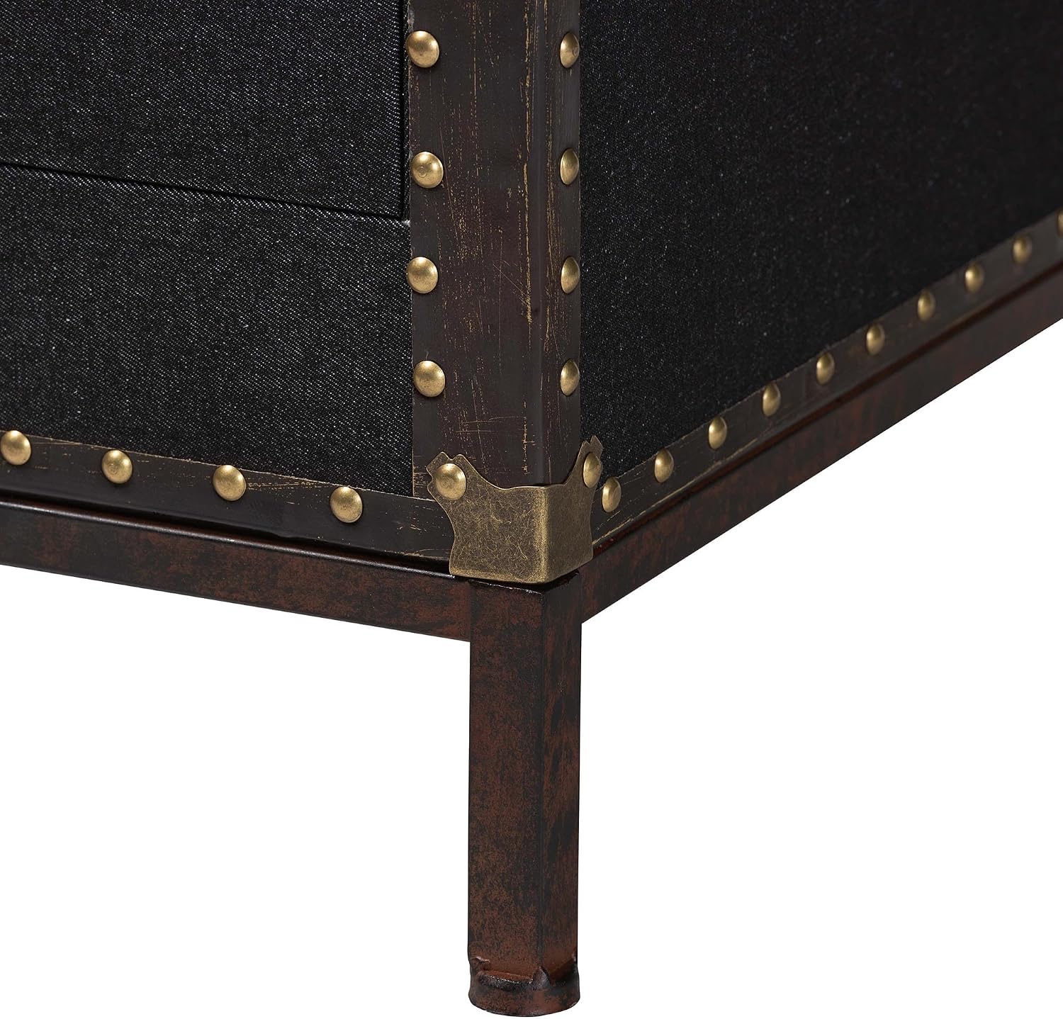 Baxton Studio Laura Vintage Black Canvas 2-Drawer End Table Trunk