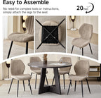 Modern Minimalist Dining Chairs Set of 4, Boucle Fabric, Brown | Thick High-Density Resilient Foam Cushion, Sturdy Metal Frame; Non-Slip Foot Caps Protect Floors, Perfect For Dining Room