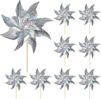 HOOSUN 10 Pack Reflective Pinwheels for Yard and Garden,Wind Spinners Outdoor Bird Scare Devices,Sparkly Windmills for Garden Decor Scare Birds Away Wind Spinners for Outside Patio Yard Lawn