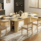 Gyfimoie 79" Dining Table for 8 to 10 People,Farmhouse Kitchen Dining Room Table with 2 Fluted Wood Strip Base & Slide Door,Mid Century Modern Dinner Table Furniture for Living Room,Kitchen,Natural