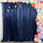 ShinyBeauty Navy Blue Backdrop 2FTx8FT Sequin Backdrops 8 Panels Photo Backgrounds Shimmer Background Sparkly Curtains 16FTx8FT for Baby Shower Party Studio Decor