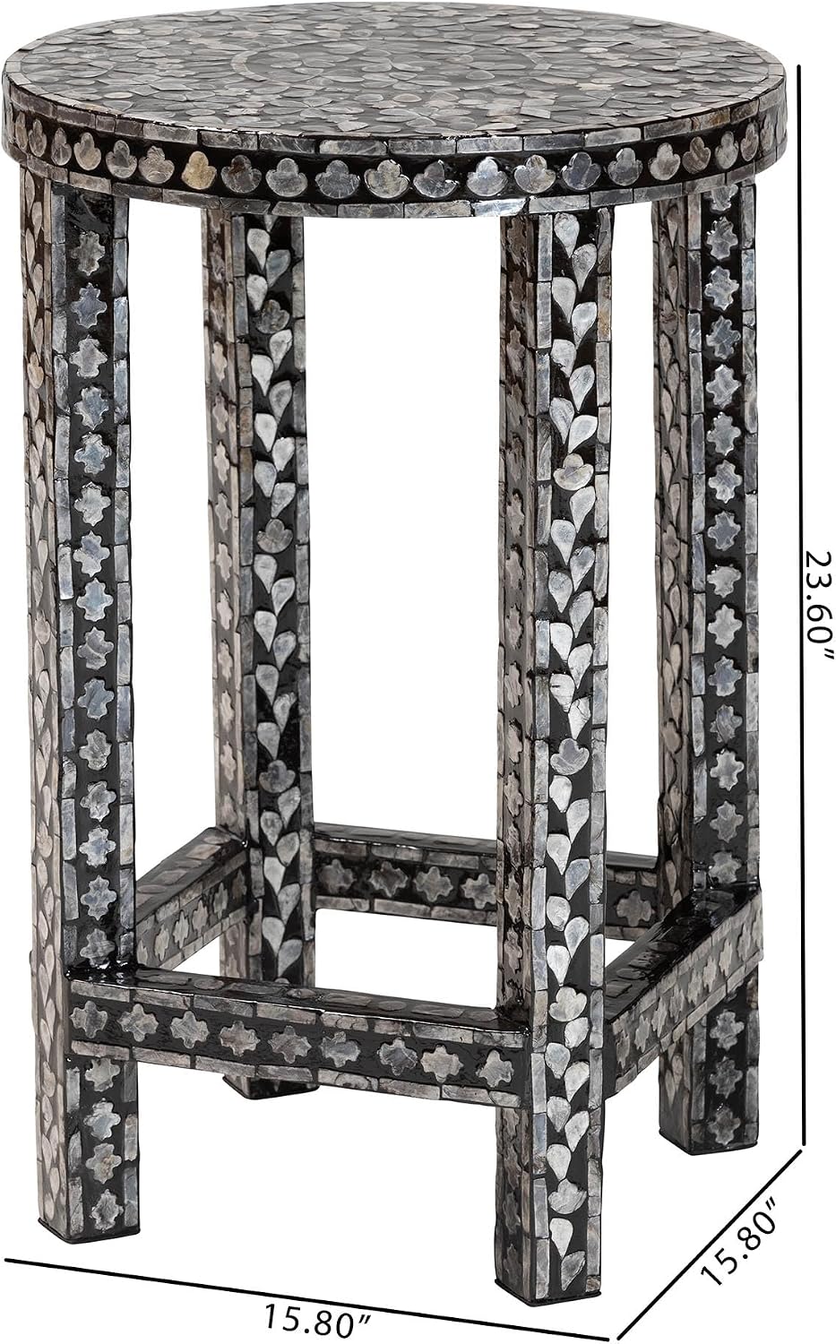 bali & pari Elara Coastal Black and White Mother of Pearl Capiz Shell End Table