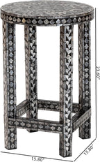 bali & pari Elara Coastal Black and White Mother of Pearl Capiz Shell End Table