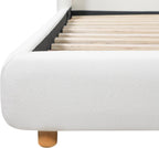 Christopher Knight Home Astry Boucle Upholstered Queen Size Bed Frame with Wingback Headboard, Modern Queen Bed Frame and Headboard, Wooden Slats Support, Easy Assembly, No Box Spring Needed, White