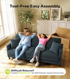 Welzona Couches for Living Room, 83"Teddy Sofa Couch, Sofas for Living Room | Tool-Free Setup Loveseat Sofa, All-Wood Love Seat Couches, 7.5"Spring Seat Cushion, Small Couch Bedroom, 2 Pillows, Blue Grey