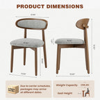 Dining Chairs Set of 4, Upholstered Farmhouse Dining Room Chairs with Soild Wood Legs, Modern Fabric Kitchen Chairs with Ergonomic Curved Backrest, Gray