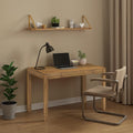 NTC Flow Modern Wooden Rectangle Desk Table with Hidden Drawer – Waterproof & Heat Resistant - Teak Look