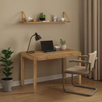 NTC Flow Modern Wooden Rectangle Desk Table with Hidden Drawer – Waterproof & Heat Resistant - Teak Look