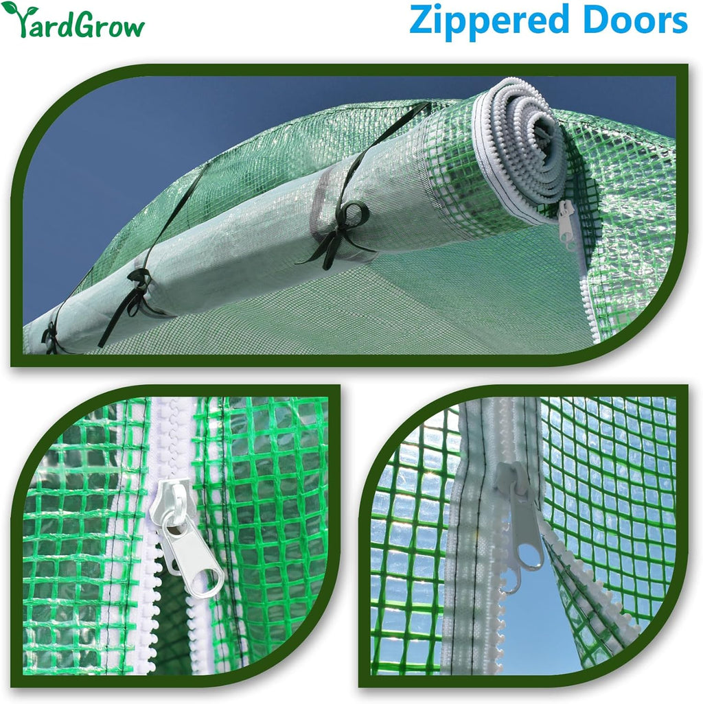 YardGrow Greenhouse Replacement Cover Larger Walk in Outdoor Plant Gardening Greenhouse, 2-Doors with 2 Mesh Windows, Frame Does NOT Included (10'x7'x7')