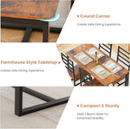 Kitchen Dining Table Set for 4, 5-Piece Kitchen Table and Chairs, Base Reinforcement Structure Dining Room Table Sets, Dining Table with 4 Chairs for Small Space, Dinette, Apartment