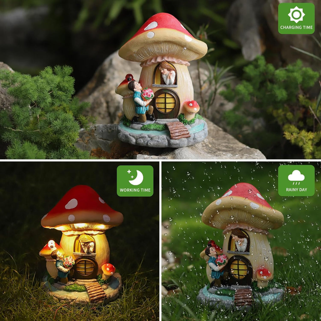 Solar Garden Outdoor Statues Princess and Prince with 4 LED Solar Figurine for Lawn,Patio,Balcony,Yard Decor Unique Housewarming Gift, for Gril,Mom,Grandma,Father,Woman