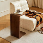 Solid Wood End Table for Couch,C Shaped Side Table Slide Under Sofa Table for Space Saving,Living Room Bedroom Laptop Work Desk Small Coffee Table(13.8" W x 9.8" D x 24.4" H, Walnut)