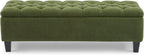 Christopher Knight Home Ottilie Boucle Fabric Storage Ottoman Bench, Wooden Rectangular Ottoman with Storage, Bedroom End of Bed Foot Stool, Entryway Ottoman Footrest, Living Room Extra Seat, Green