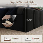 Queen Bed Frame with 65.75" Tall Headboard, Black