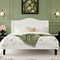 SHA CERLIN Full Size Bed Frame with Curved Wingback Headboard,Soft White