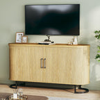 HUAHUU Sideboard Buffet Cabinet with Storage, 54.3" Fluted Tambour, Adjustable Shelves, Mid Century Modern Console for Living Room Kitchen