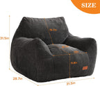 Big Bean Bag Chair for Adults, Ultra Soft BeanBag for Living Room | Stuffed BeanBag Chair with Armrests for Napping, Gaming, Vacuum-Compressed for Easy Gifting, 48 Hours to Fluffs Up, Dark Gray