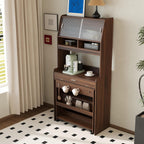 roomfitters 69" Kitchen Pantry Organizers and Storage Kitchen Cabinet with Extendable Dining Table and Coffee Bar, Walnut