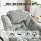 Oversized Lazy Chair with Ottoman for Adults, Chair and Ottoman Set Modern Skinny Lounge Chair with Footrest, Wide Reading Chair for Living Room/Bedroom, Comfy Accent Armchair for Small Spaces, Green