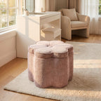 Crestview Collection 14.5" H Pink Flower Storage Ottoman,Sandy Pink | Chenille Fabric,Holds 300 LBS,Seating Foot Rest,For Bedroom Living Room Entryway,Home Decor