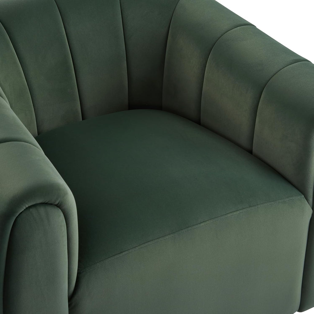 Christopher Knight Home Monroe Velvet Swivel Club Chair,Armchair with 360-Degree Rotation,Upholstered Barrel Swivel Sofa Chair for Living Room/Bedroom,Tufted Back,Thick Cushion, Iron Base, Olive Green