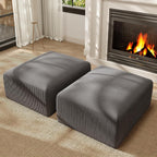 2 Square Cloud Footstool for Living Room, No Assembly Modular Corduroy Convertible Seat, Modern Style Sofa Accessory for Lounge or Bedroom