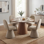 DUOMAY 360° Swivel Dining Chairs Set of 6, Mid Century Modern High Back Linen Upholstered Dining Room Chairs Kitchen Chairs, Armless Chair for Living Room Bedroom Reading, Khaki