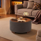 30 Inch Round Storage Ottoman Coffee Table, Modern Boucle Ottoman with Lift Off Lid for Living Room, Bedroom, Corners, Apartments, Gray