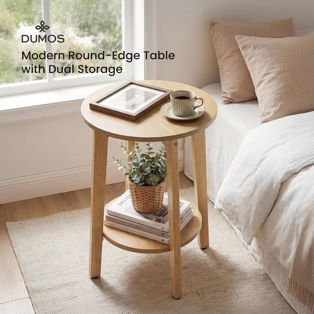 DUMOS Small Round End Tables Set of 2 for Living Room, Small Spaces