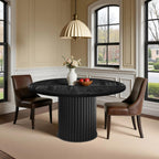 Oigavfd Black Round Dining Table for 4, 47" Circle Dining Table,with MDF Top and Fluted Base,Round Kitchen Tables,Sturdy 300 Lbs for Family Gatherings