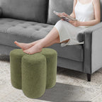 Pouf Ottoman, Flower Footrest Vanity Stool, 14.96"x15.74" Footstool Ottomans, Decorative Floor Poufs Foot Rest for Couch Bedroom Living Room Makeup Room Entryway (Green)