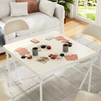 VECELO 34'' Folding Card Table Square with Soft Padded Tabletop, Portable for Dining Room, Parties, Games, Puzzles, Cream & Beige